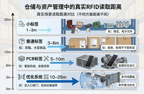 不同RFID方案读取距离对比